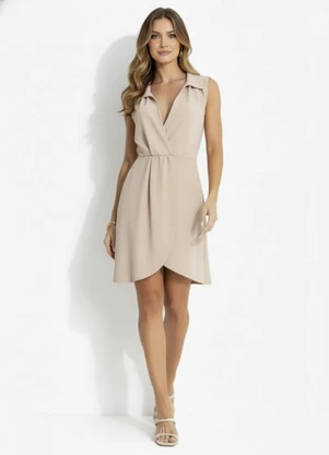 Quintess - Vestido Bege em Malha Twill - QUINTESS