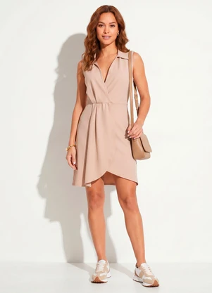 Quintess - Vestido Bege em Malha Twill - QUINTESS