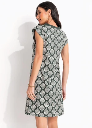 Quintess - Vestido Bicolor Verde em Malha Fria - QUINTESS