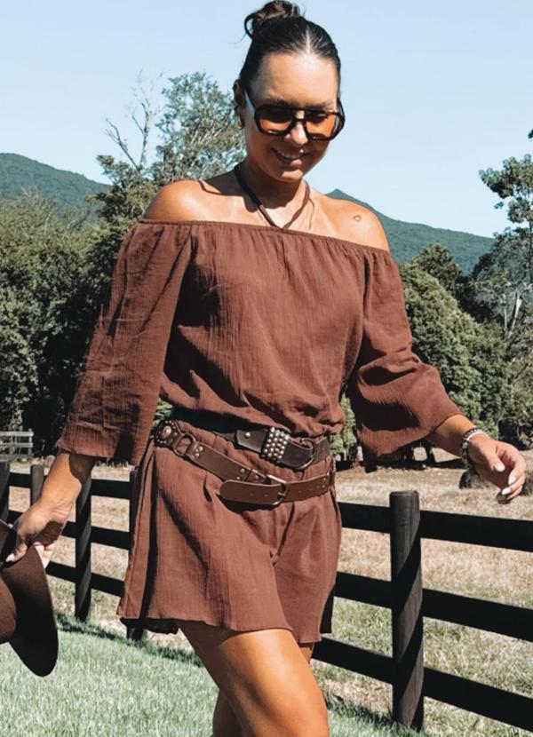 Choyee - Vestido Boho em Algodão Marrom