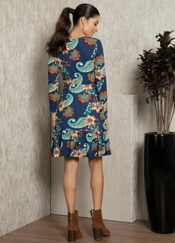 Quintess - Vestido Boho Marinho Mangas Longas 4