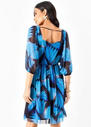 Quintess - Vestido Borboleta Azul em Tule - QUINTESS