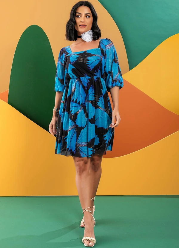 Quintess - Vestido Borboleta Azul em Tule 6