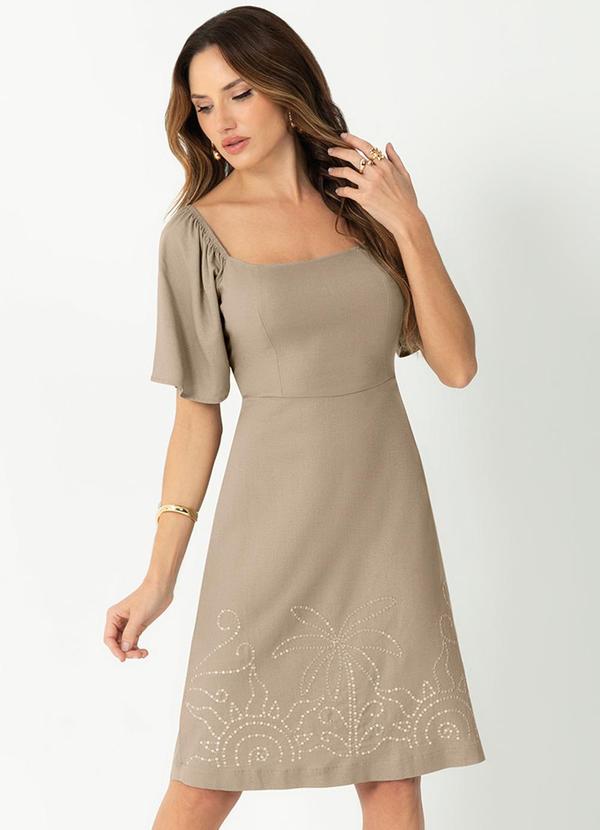 Gris - Vestido Bordado com Lantejoulas Cinza