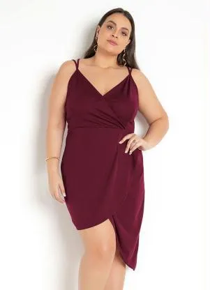 Moda Pop - Vestido Bordô Assimétrico com Alças - MODA POP