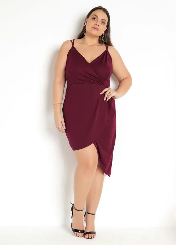 Moda Pop - Vestido Bordô Assimétrico com Alças 7