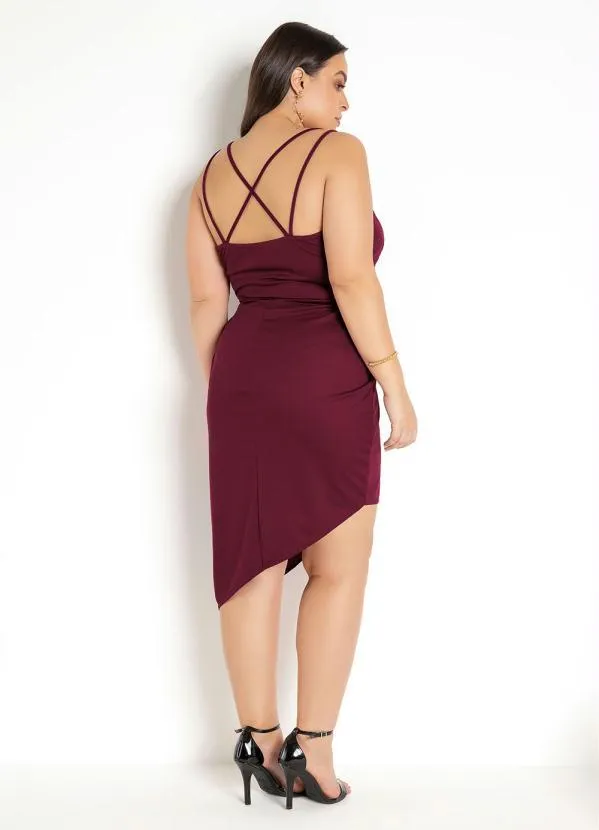 Moda Pop - Vestido Bordô Assimétrico com Alças 8