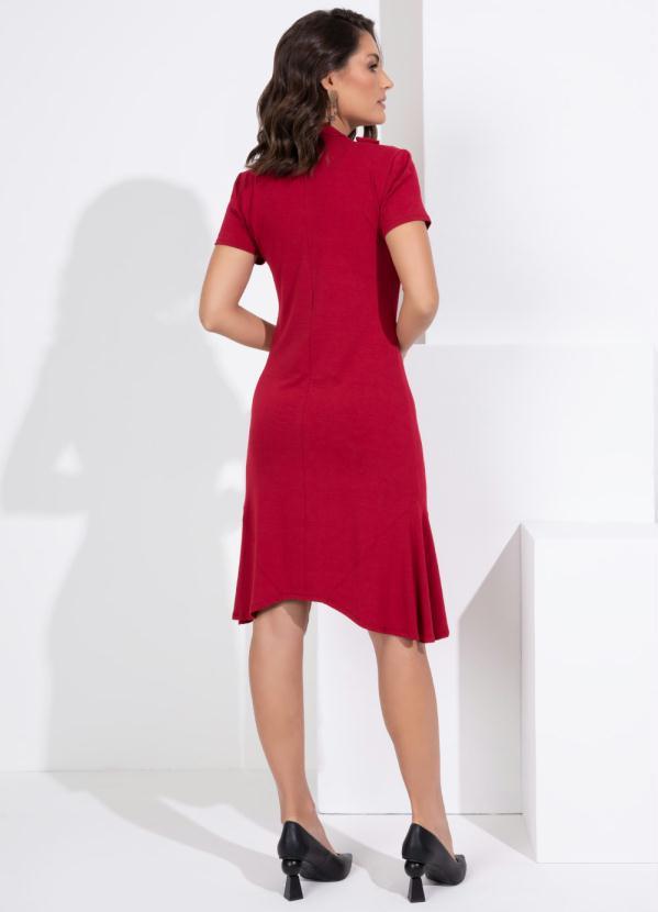 Quintess - Vestido Bordô com Gola Laço 4