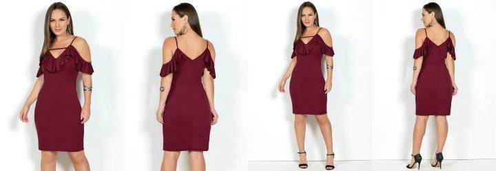 Vestido Bord de Ala e Manga em Babado