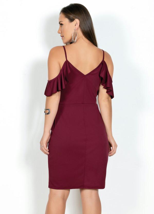 Moda Pop - Vestido Bordô de Alça e Manga em Babado 2