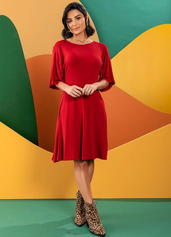 Quintess - Vestido Bordô em Malha de Viscose 3