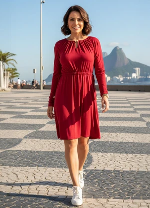 Vestido Bordô em Malha de Viscose Quintess