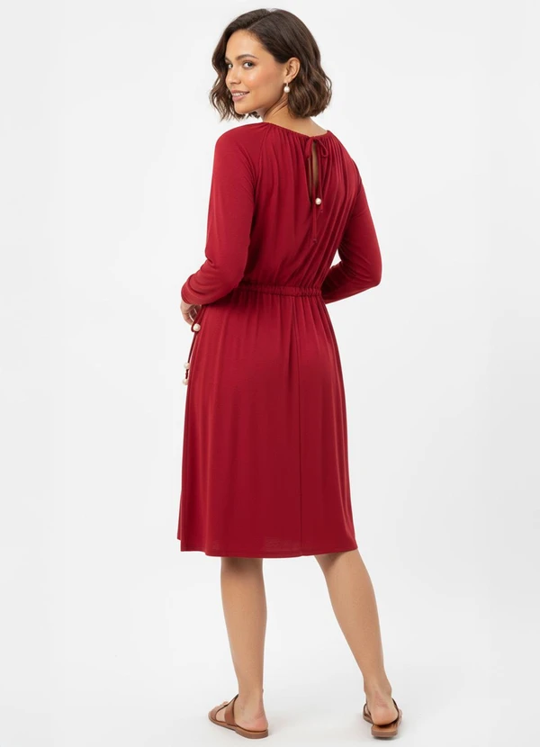 Quintess - Vestido Bordô em Malha de Viscose 2