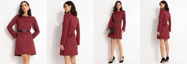 Vestido Bord� em Malha Suede Encorpada