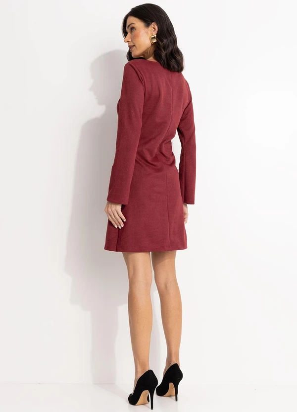 Quintess - Vestido Bordô em Malha Suede Encorpada 3