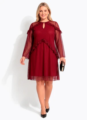 Quintess - Vestido Bordô em Tule - QUINTESS