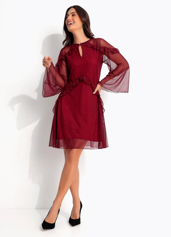 Quintess - Vestido Bordô em Tule 5