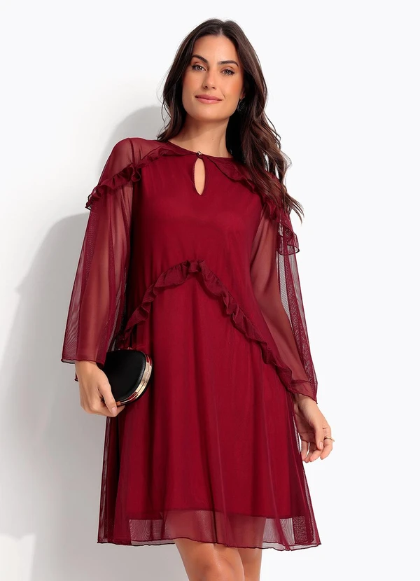 Quintess - Vestido Bordô em Tule 6