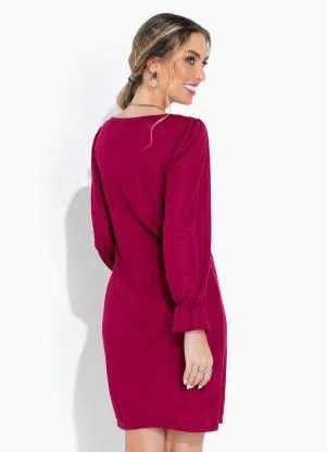 Moda Pop - Vestido Bordô Justo com Mangas Longas - MODA POP