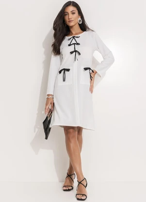 Quintess - Vestido Branco em Malha Crepe - QUINTESS