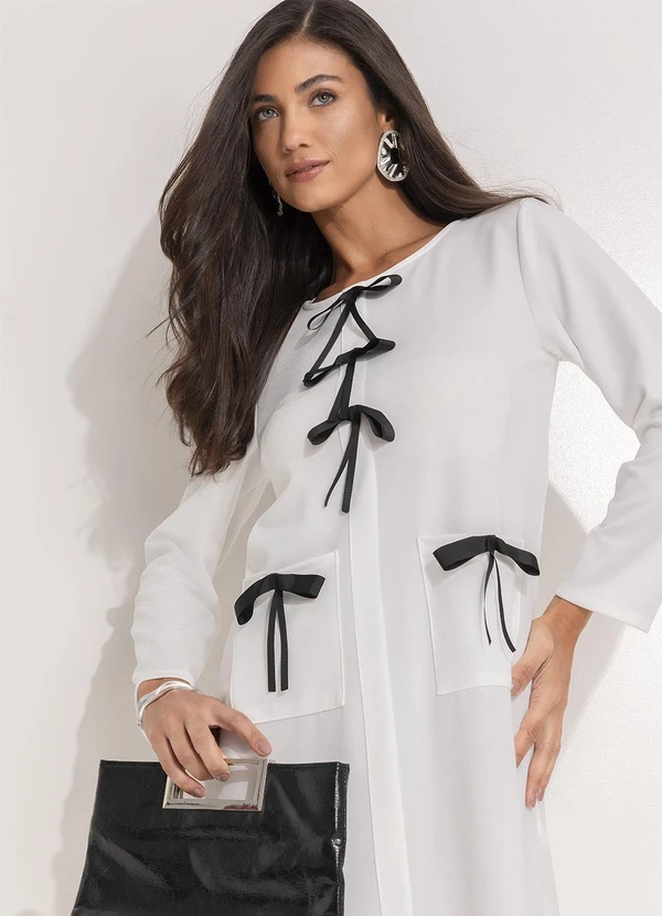 Quintess - Vestido Branco em Malha Crepe 2