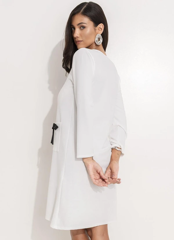 Quintess - Vestido Branco em Malha Crepe 3