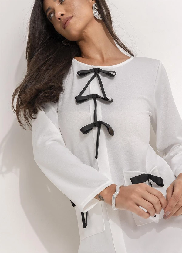 Quintess - Vestido Branco em Malha Crepe 5