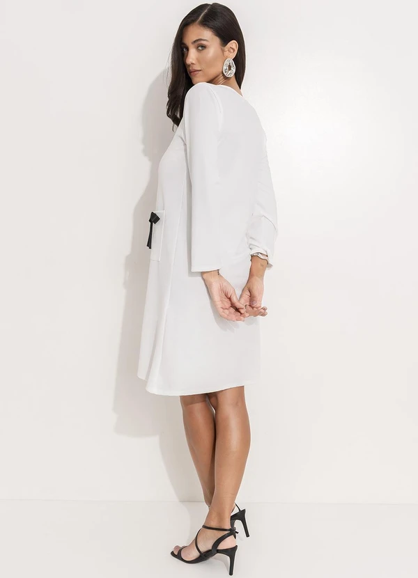 Quintess - Vestido Branco em Malha Crepe