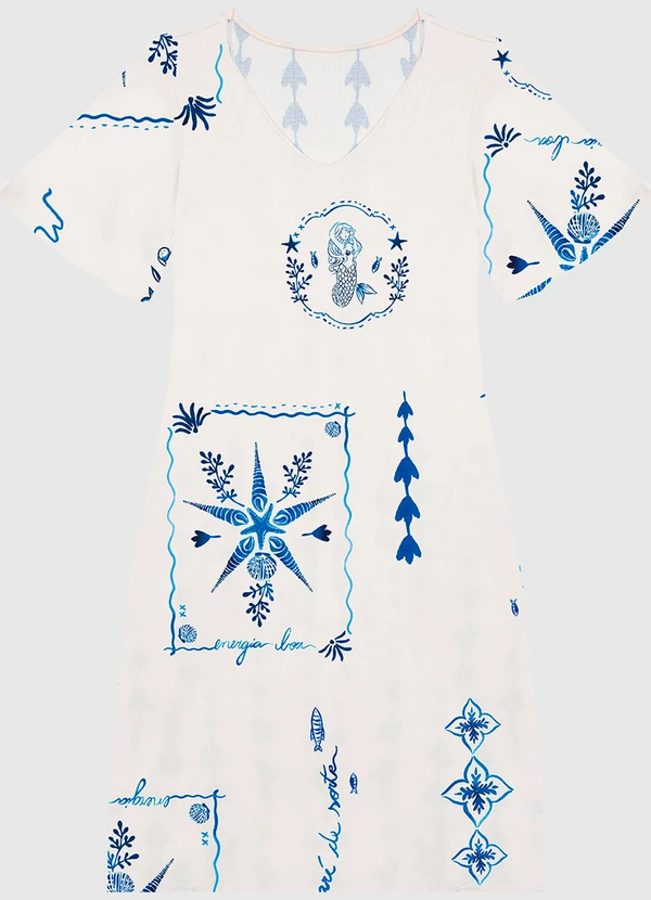 Malwee - Vestido Branco Reto Sereias Canelado 2