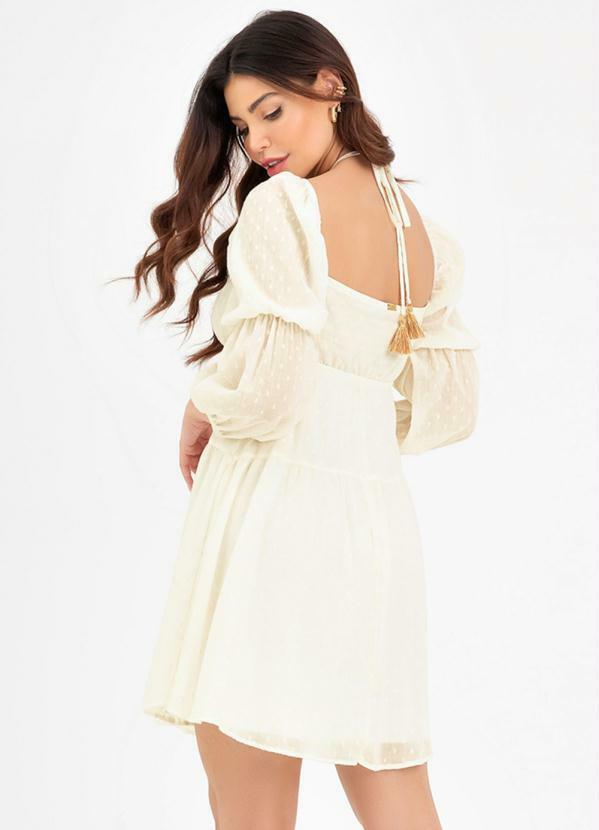 Angel - Vestido Brilhos Manga Longa Bege