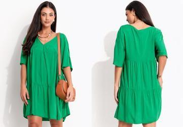Vestido Camadas Verde em Viscose