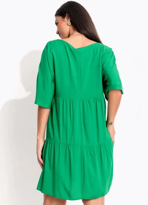 Quintess - Vestido Camadas Verde em Viscose - QUINTESS