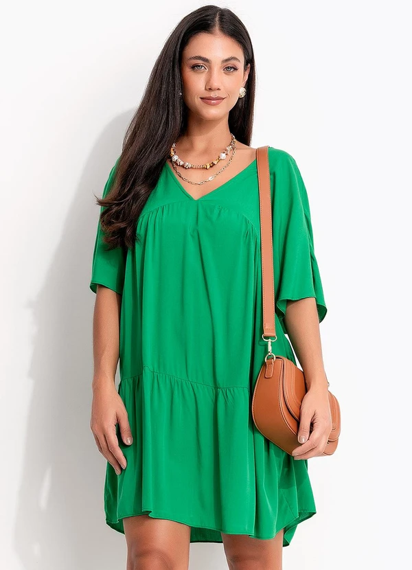 Quintess - Vestido Camadas Verde em Viscose