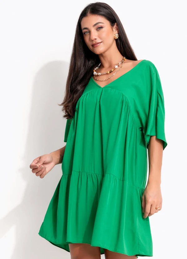 Quintess - Vestido Camadas Verde em Viscose 4
