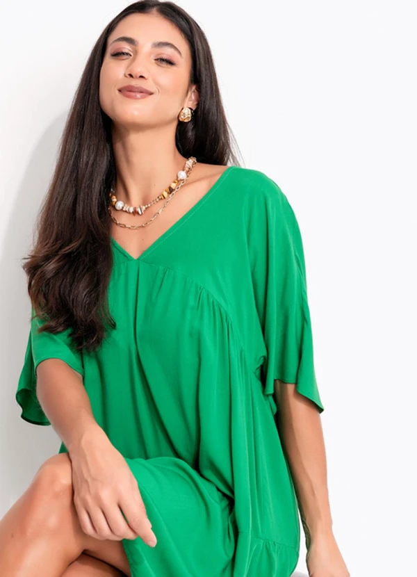 Quintess - Vestido Camadas Verde em Viscose 6