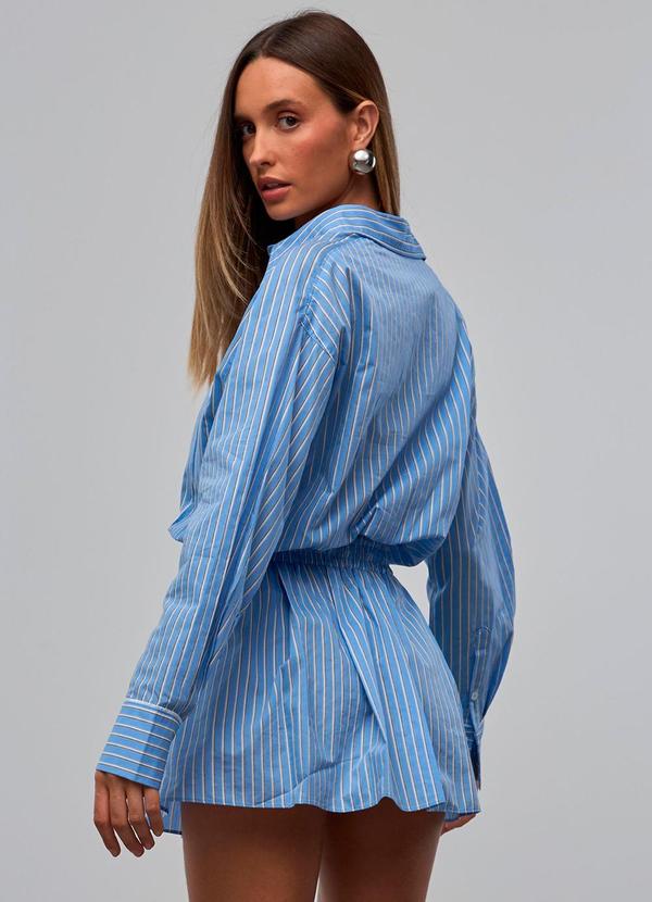 Carlota Costa - Vestido Camisa Curto com Pregas Azul 3