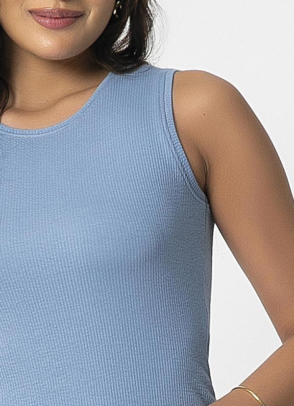 Habana - Vestido Canelado Básico Feminino Azul 3