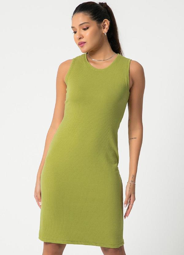Habana - Vestido Canelado Básico Feminino Verde