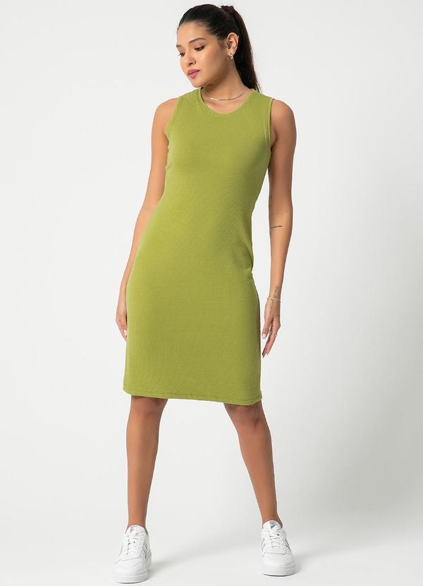 Habana - Vestido Canelado Básico Feminino Verde 2