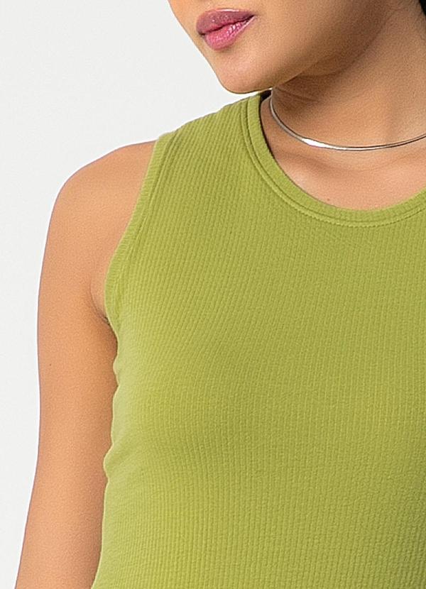 Habana - Vestido Canelado Básico Feminino Verde 3