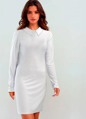 bonprix - Vestido Canelado Branco - BONPRIX