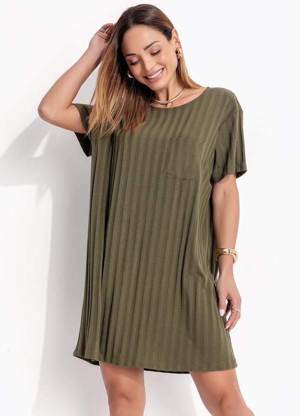 Bimini - Vestido Canelado com Bolso Verde