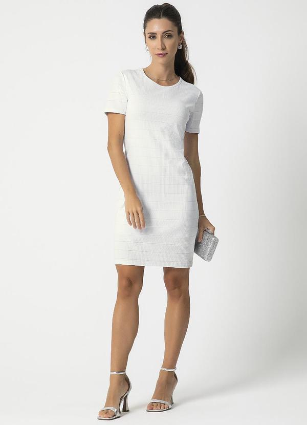 Habana - Vestido Canelado com Fio Brilho Branco