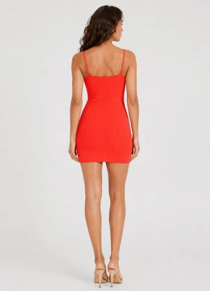 Select - Vestido Canelado de Alça Laranja - SELECT