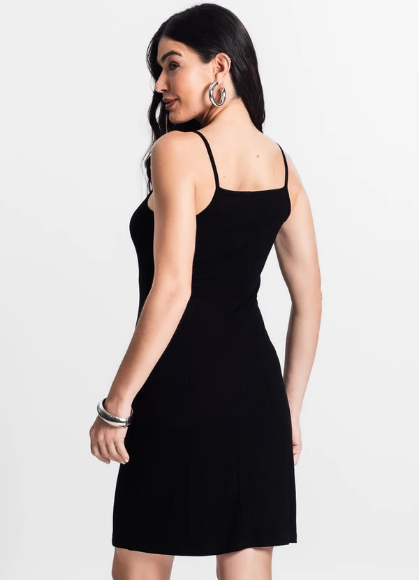 Select - Vestido Canelado de Alça Preto 2