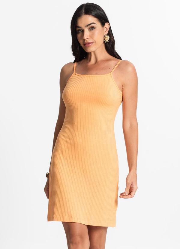 Select - Vestido Canelado de Alça Laranja