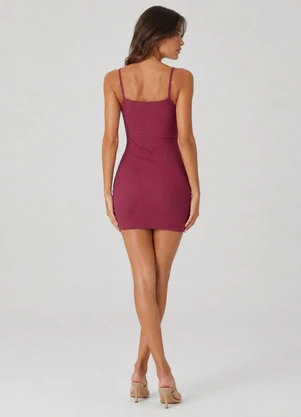 Select - Vestido Canelado de Alça Vermelho - SELECT