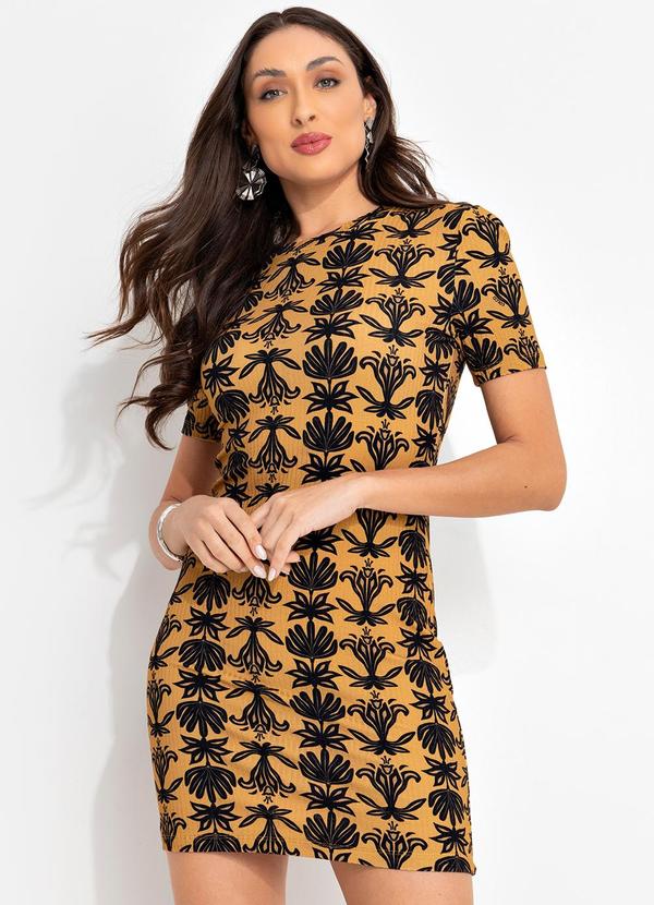 Colcci - Vestido Canelado Estampado Bege 1