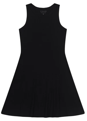 Malwee - Vestido Canelado Evasê Preto - MALWEE