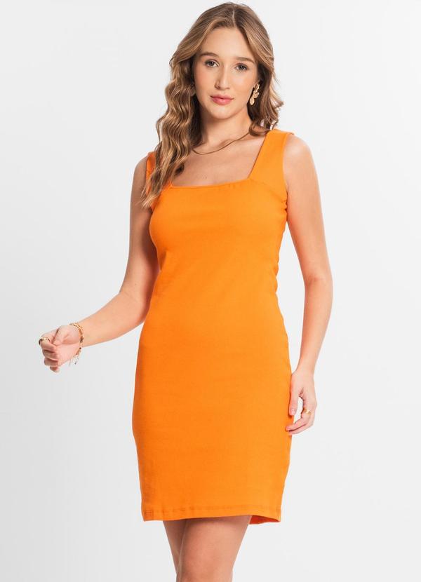 Select - Vestido Canelado Feminino Laranja